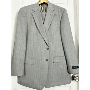 NWT OLIVER Mens 44L Gray Striped SUPER 110s Wool 2 Pc 39" W
